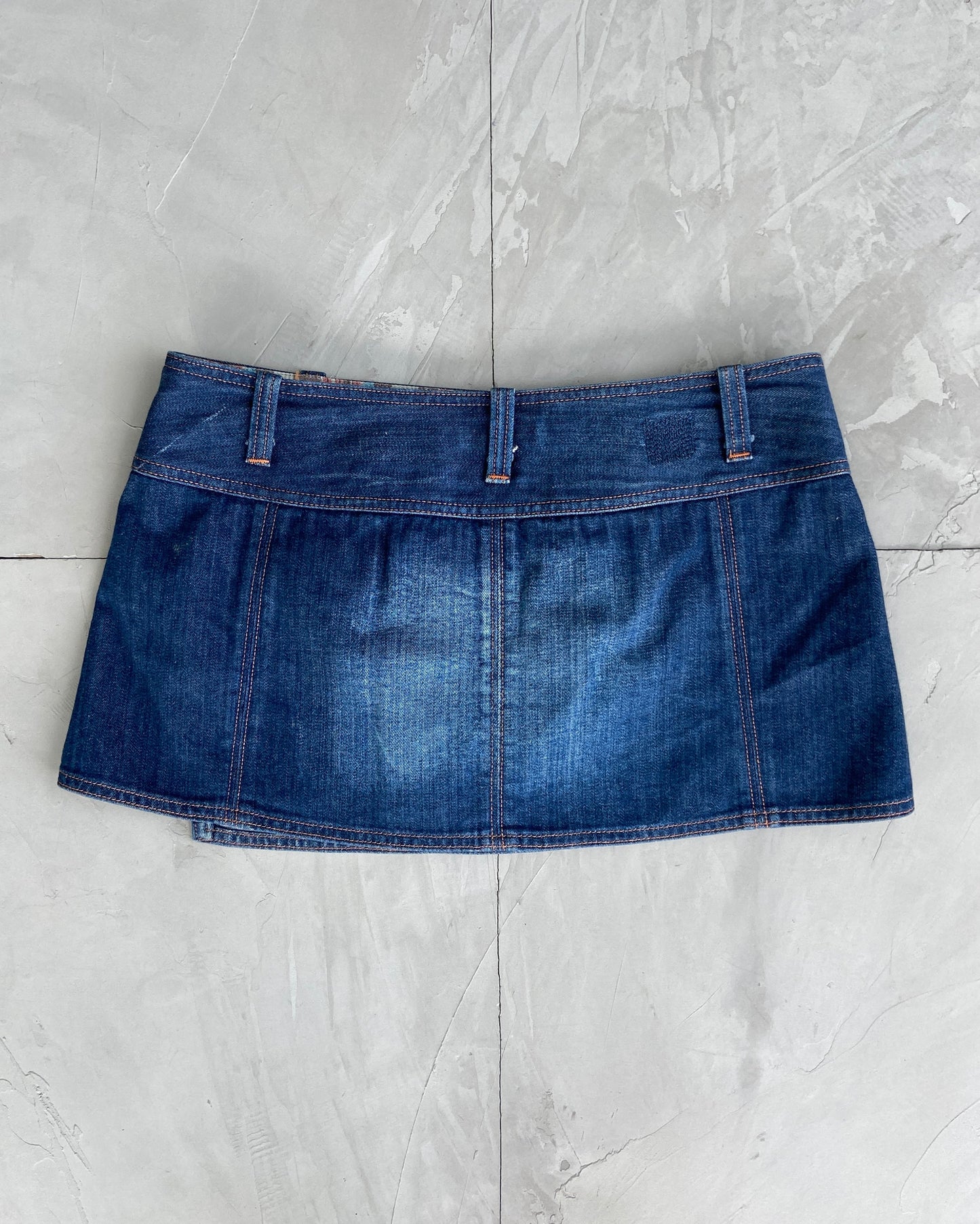 DIESEL DENIM ASYMMETRIC WRAP MINI SKIRT - M