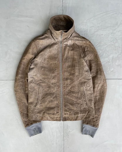 RICK OWENS INTARSIA LEATHER JACKET - M/L | Large, Brown