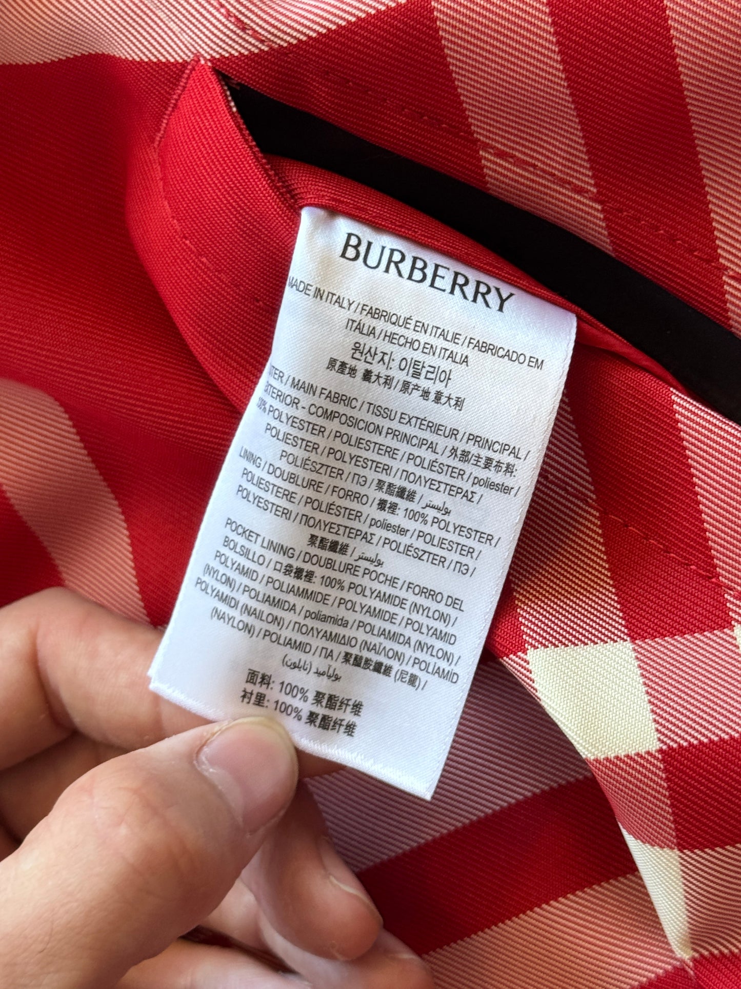 Burberry Red Nova Check Nylon Jacket. FA : 276 | MEDIUM, Multicoloured