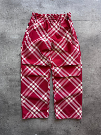 Burberry Red Nova Check Nylon Cargo Trousers. FA : 276 | 30", Multicoloured