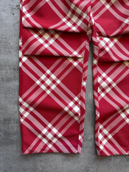 Burberry Red Nova Check Nylon Cargo Trousers. FA : 276 | 30", Multicoloured
