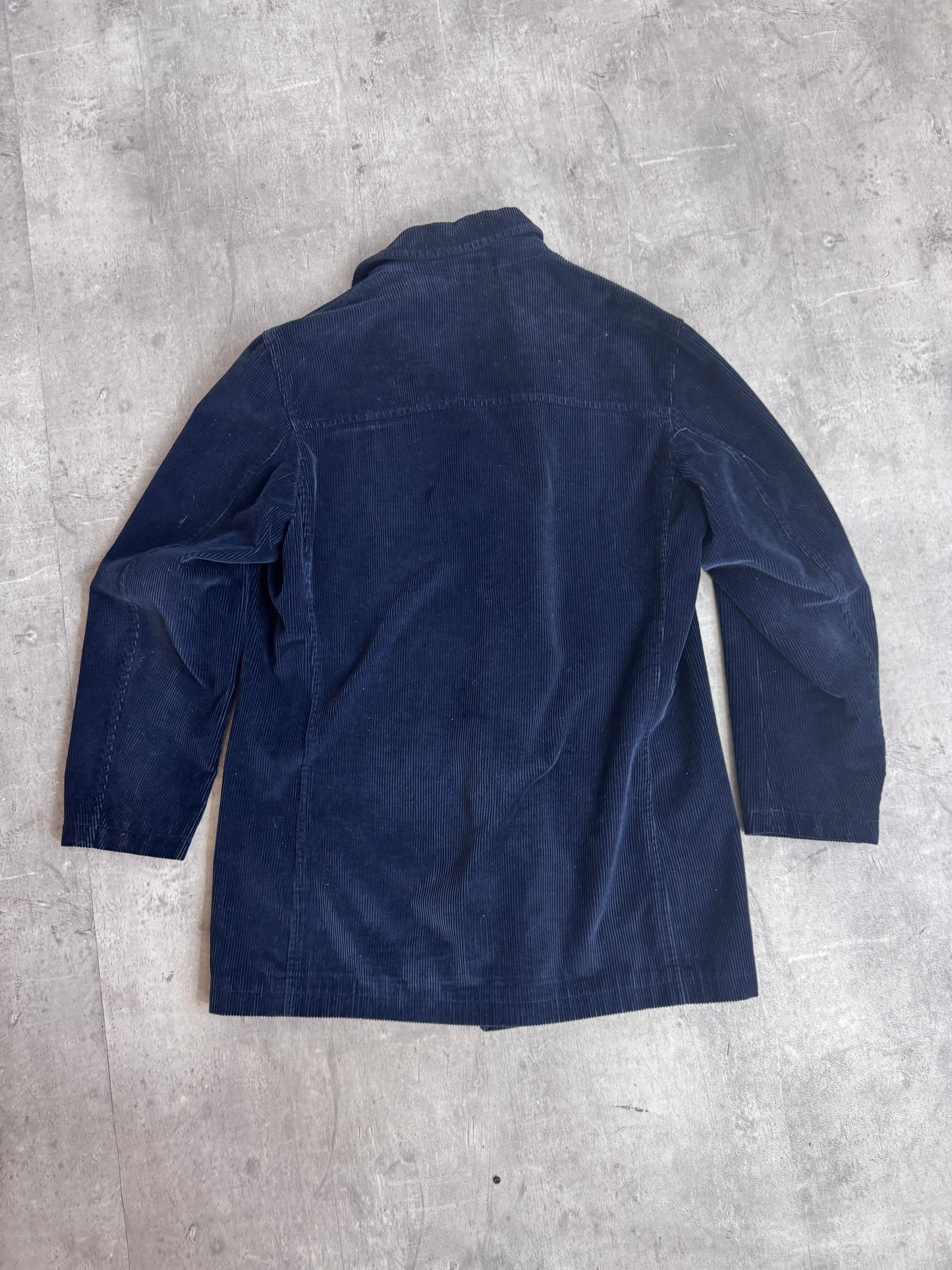Valentino Double Breasted Navy Corduroy Overcoat