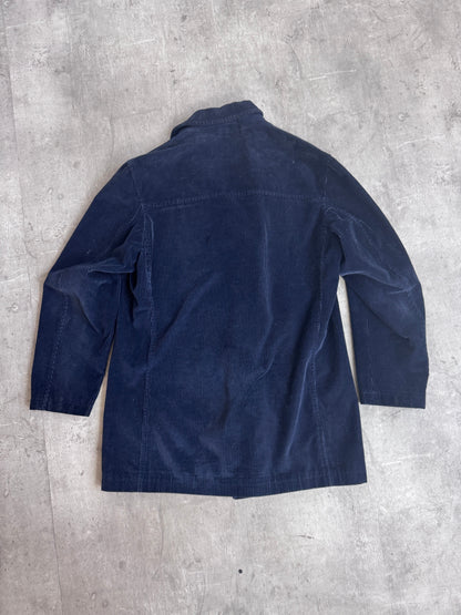 Valentino Double Breasted Navy Corduroy Overcoat