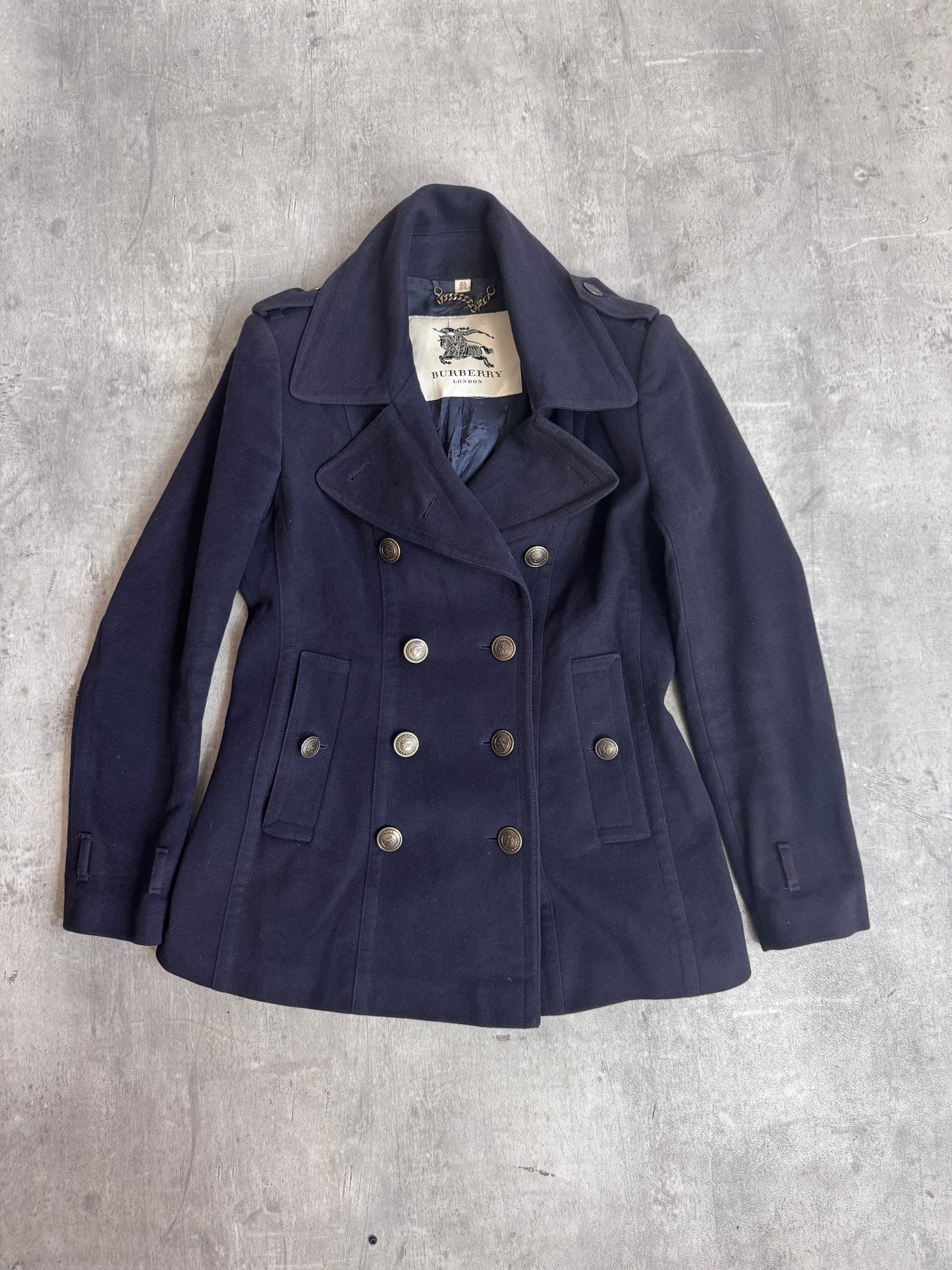 Burberry London Wool Double Breasted Trench Coat
