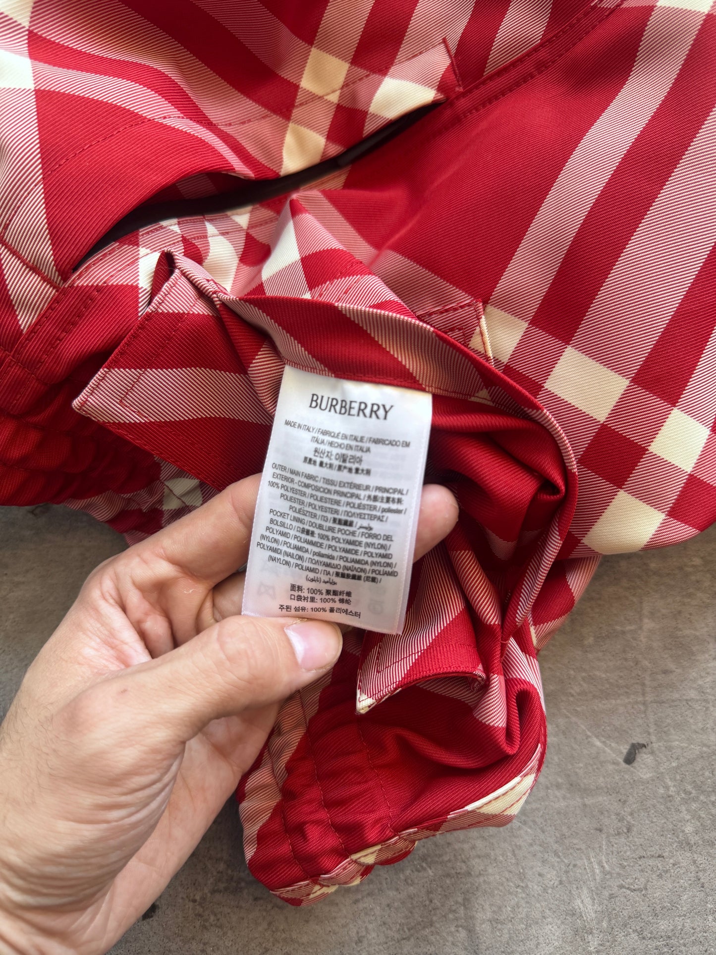 Burberry Red Nova Check Nylon Cargo Trousers. FA : 276 | 30", Multicoloured
