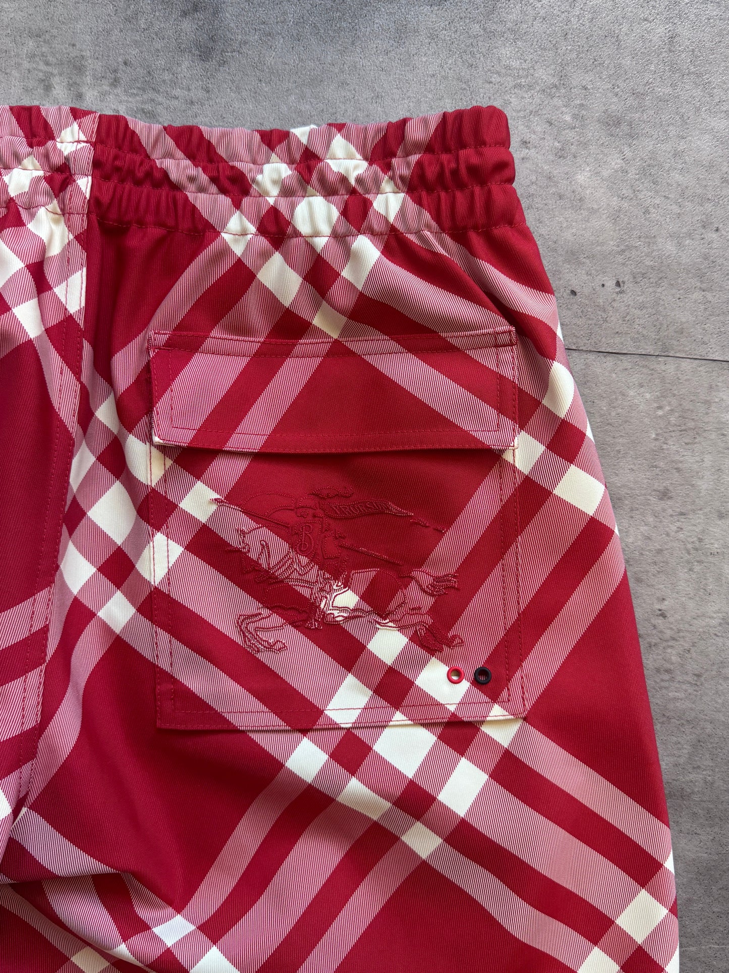 Burberry Red Nova Check Nylon Cargo Trousers. FA : 276 | 30", Multicoloured