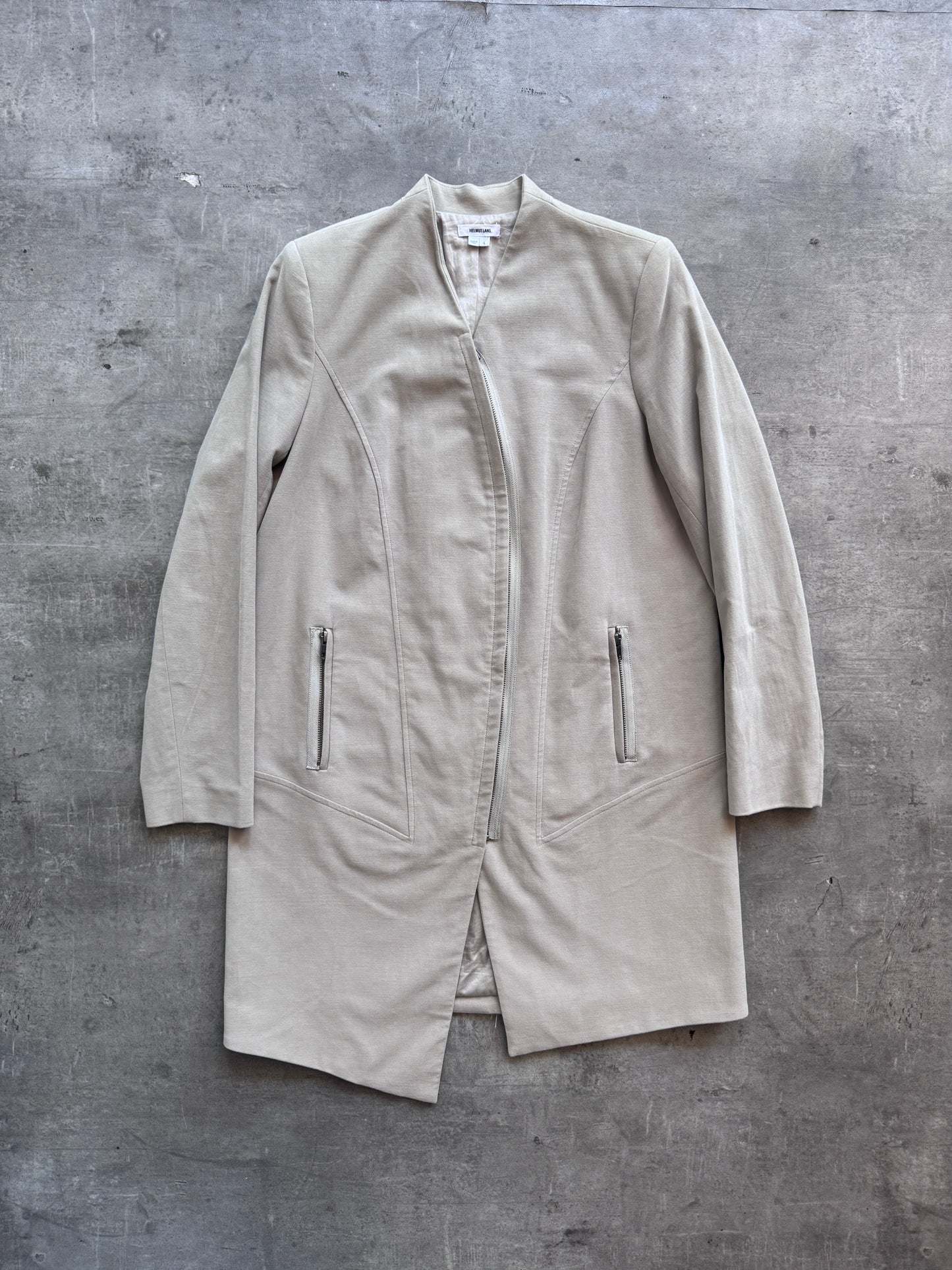 Helmut Lang Curved Zip Up Coat. FA : 276 | LARGE, Multicoloured