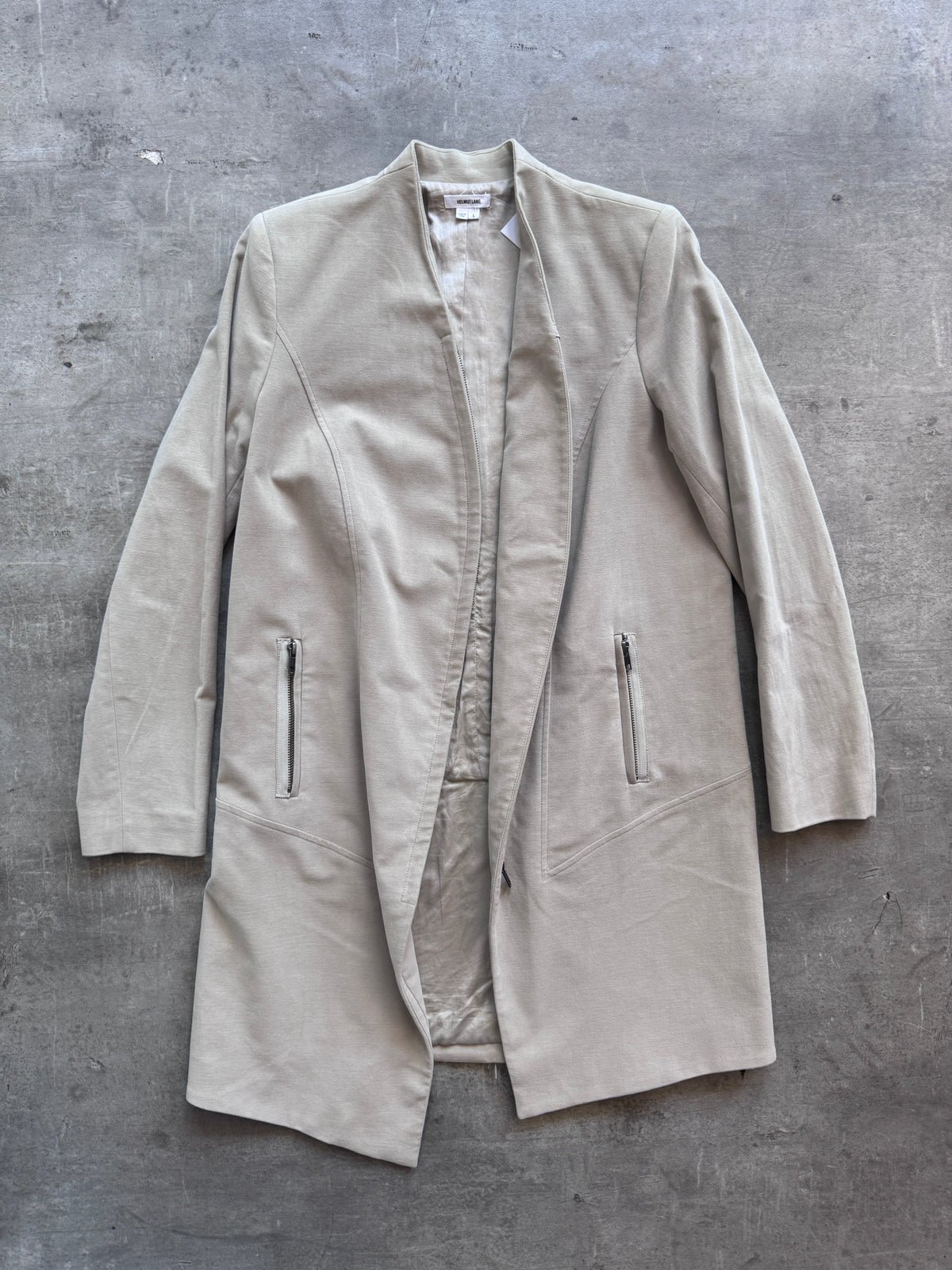 Helmut Lang Curved Zip Up Coat. FA : 276 | LARGE, Multicoloured