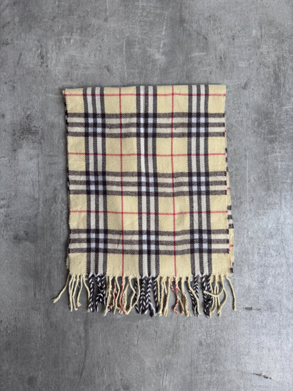 Burberry 100% Lambswool Nova Check Yellow Scarf