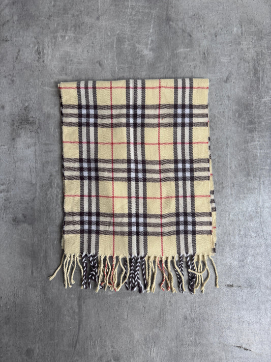 Burberry 100% Lambswool Nova Check Yellow Scarf