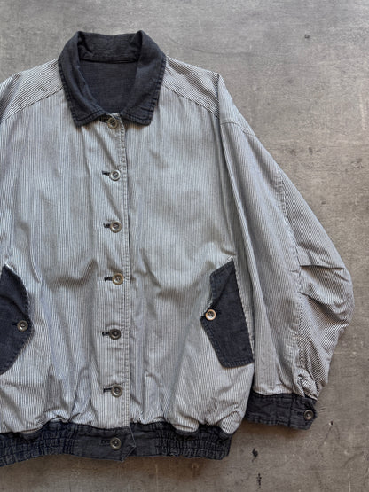 Issey Miyake Pinstrtipe Tsumori Chisato Reversible Bomber Jacket. FA : 276 | Large, Multicoloured