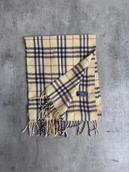 Burberry 100% Lambswool Nova Check Yellow Scarf