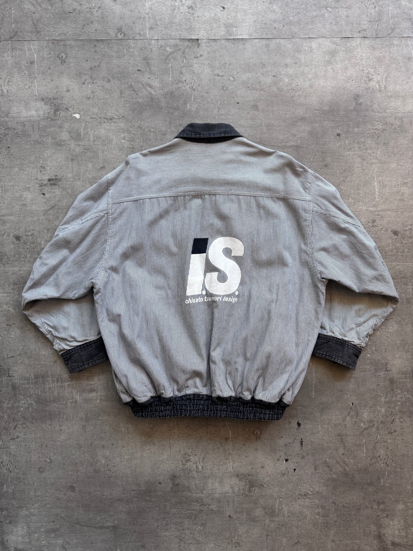 Issey Miyake Pinstrtipe Tsumori Chisato Reversible Bomber Jacket. FA : 276 | Large, Multicoloured