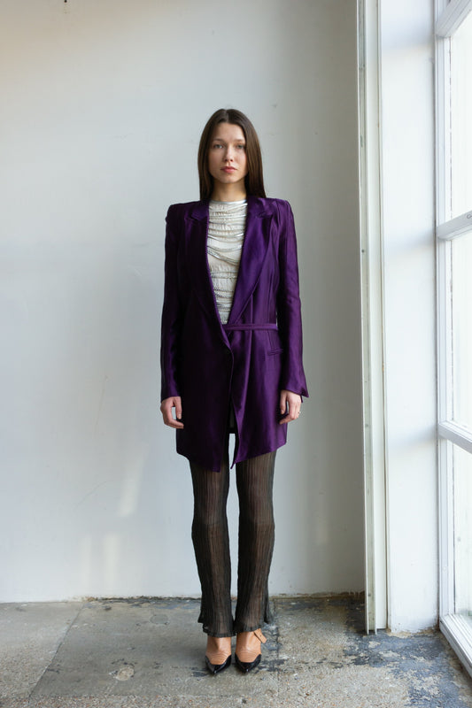 SOLD 2001 Ann Demeulemeester shoulder pad silk Coat SOLD