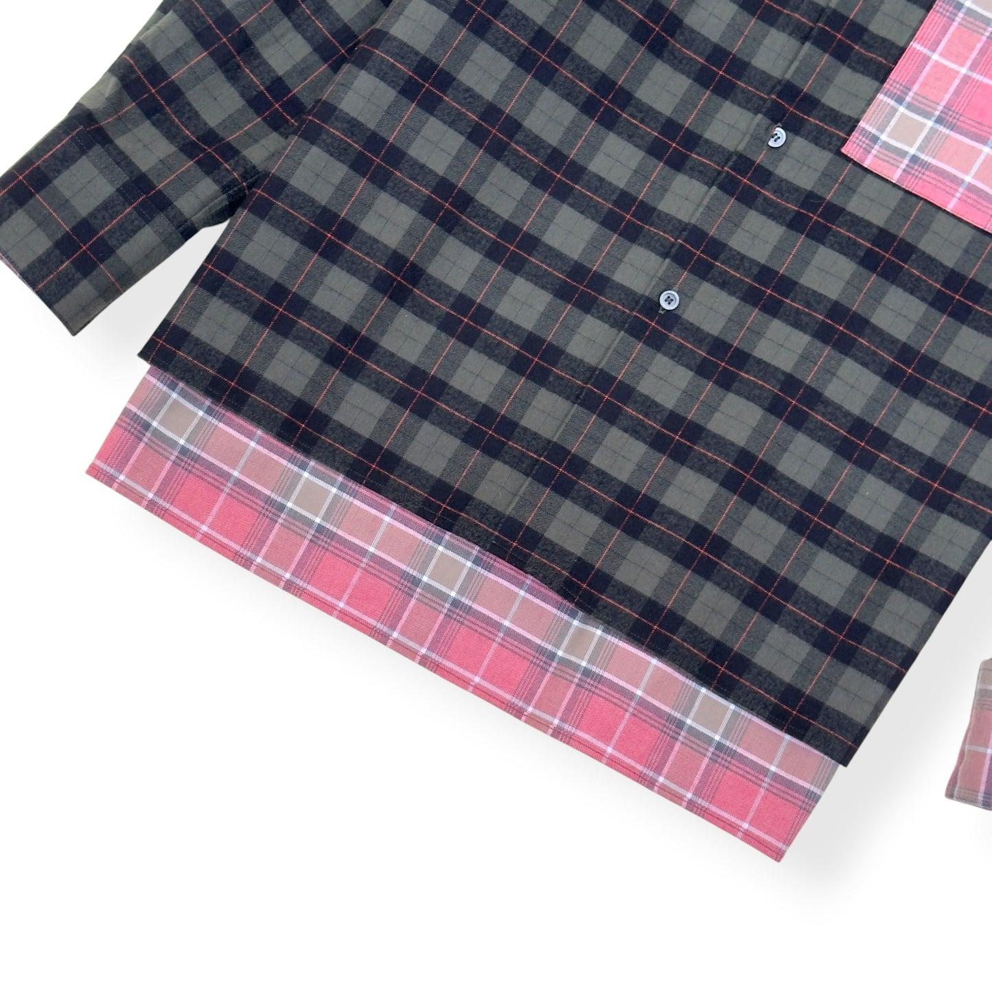 LOEWE PATCHWORK CHECK-PANEL COTTON SHIRT PINK / GREEN 38 / S | Small, Green