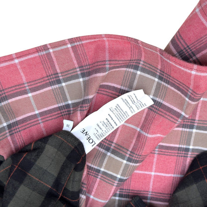 LOEWE PATCHWORK CHECK-PANEL COTTON SHIRT PINK / GREEN 38 / S | Small, Green
