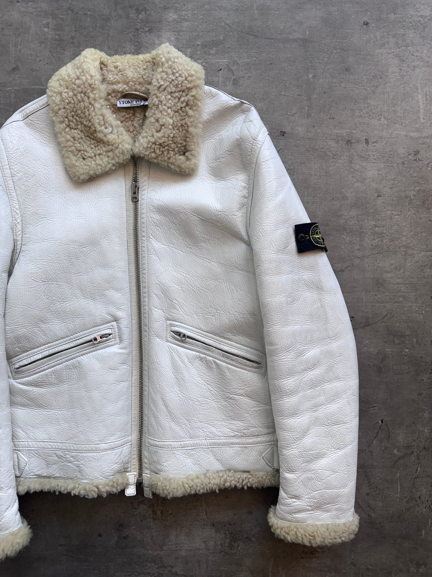 AW 2006 Stone Island Shearling Sheepskin Leather Jacket. FA : 276 | Large, Multicoloured