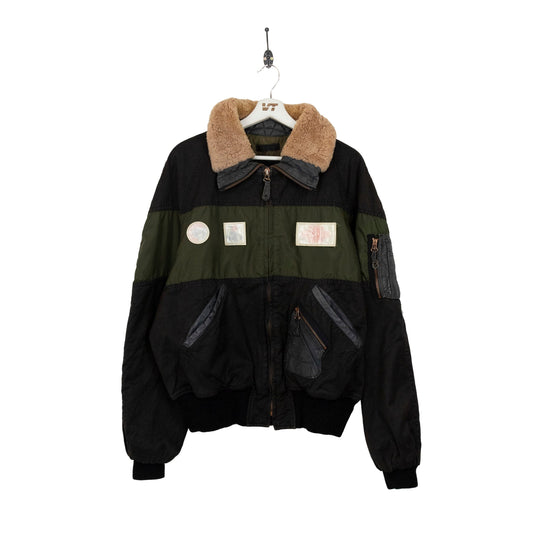 Diesel Motorcycle Fur Collar Aviator Style Jacket