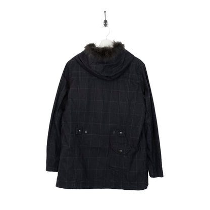 Tete Homme Plaid Fur Hooded Button Up Coat