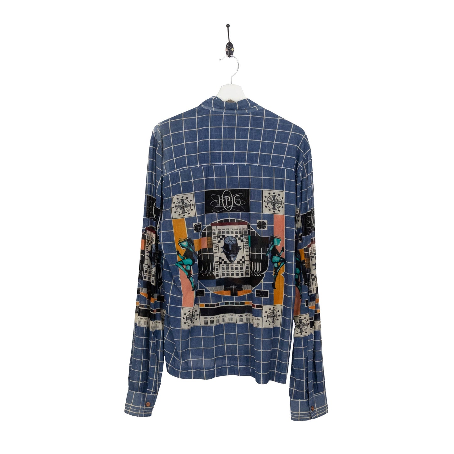 Jean Paul Gaultier Blue Abstract Button Up Graphic  Shirt