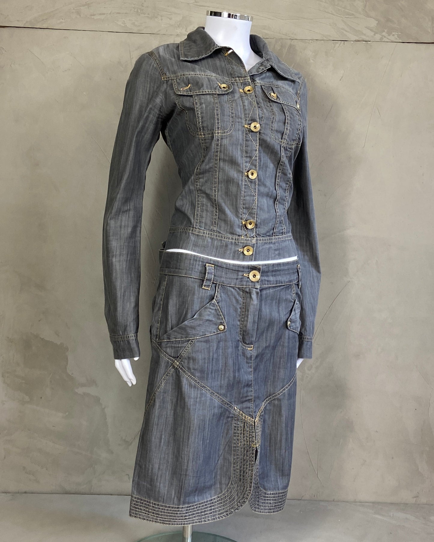 PLEIN SUD CONTRAST STITCH SKIRT - M