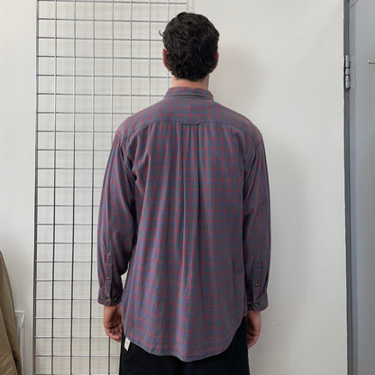 Vintage Red Navy & Grey 90s/00s Flannel Shirt | Large, Multicoloured