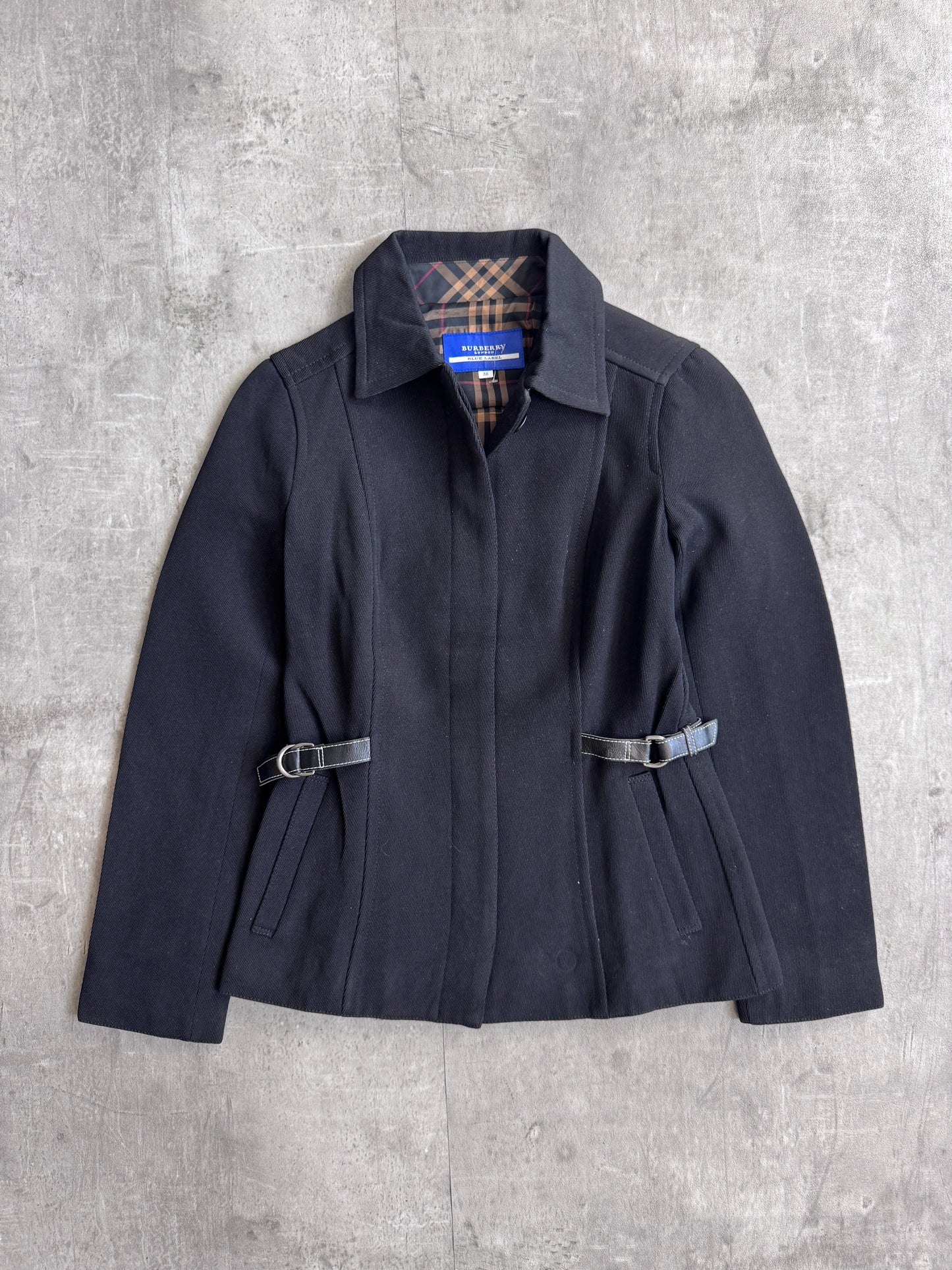 Burberry Blue Label Leather Buckle Detail Fitted Blouson