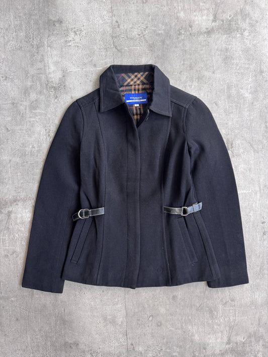 Burberry Blue Label Leather Buckle Detail Fitted Blouson