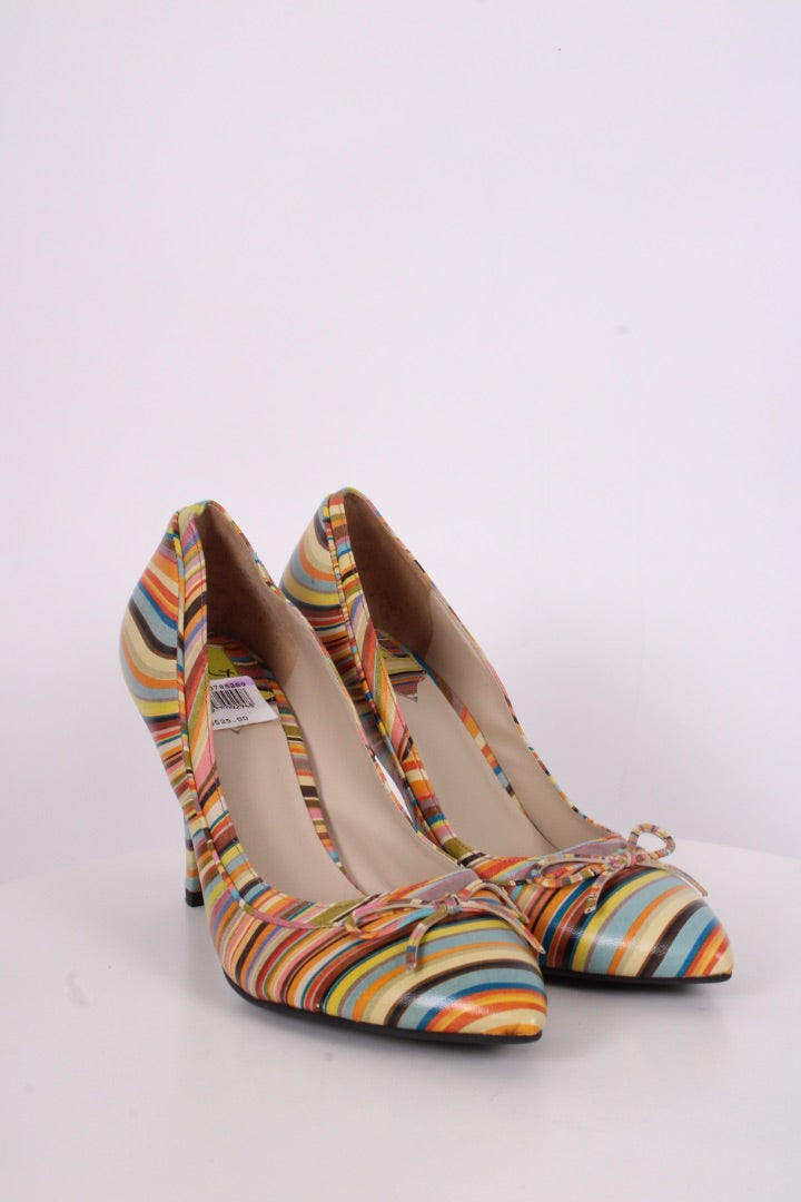 Paul Smith Vintage Stripe Print Heels Multi 38 | O/S, Red