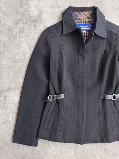 Burberry Blue Label Leather Buckle Detail Fitted Blouson