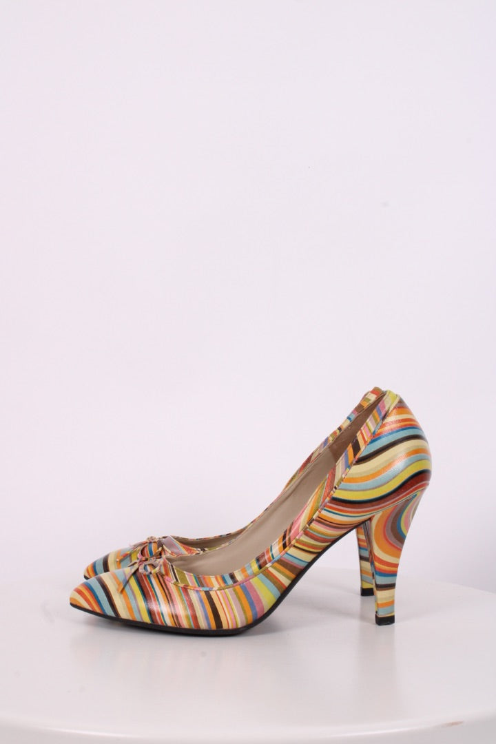 Paul Smith Vintage Stripe Print Heels Multi 38 | O/S, Red