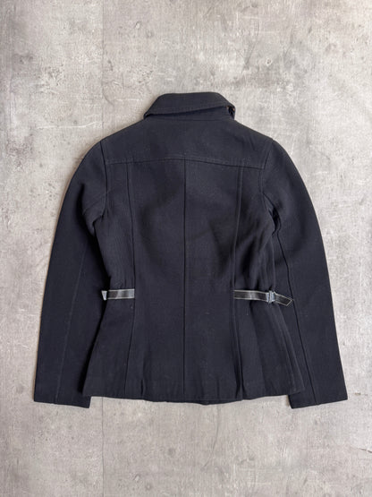 Burberry Blue Label Leather Buckle Detail Fitted Blouson