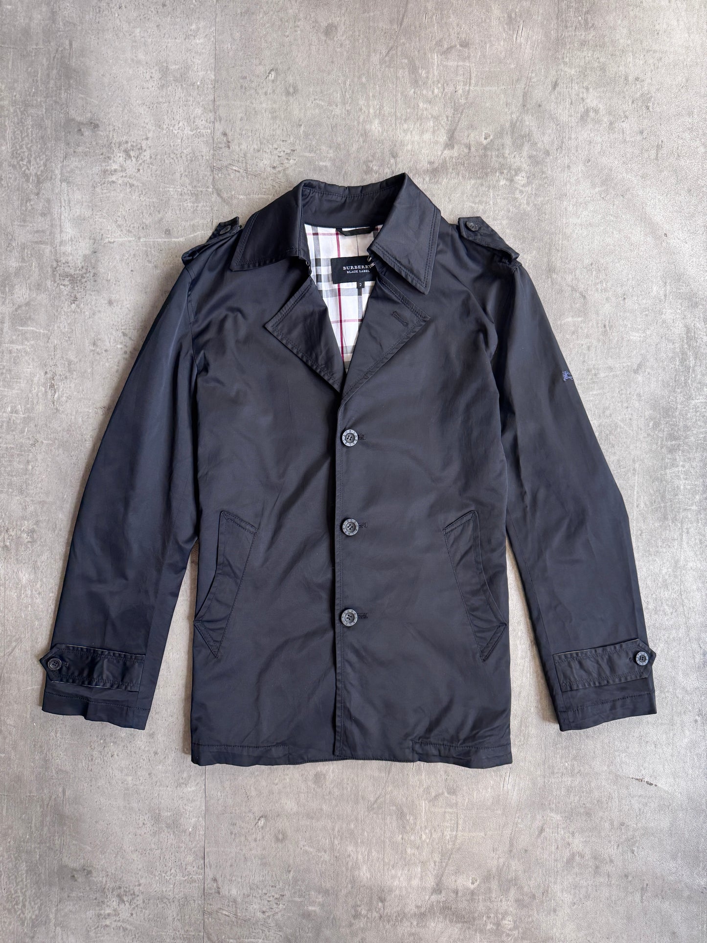 Burberry Black Label Open Collar Lightweight Cropped Trench Jacket