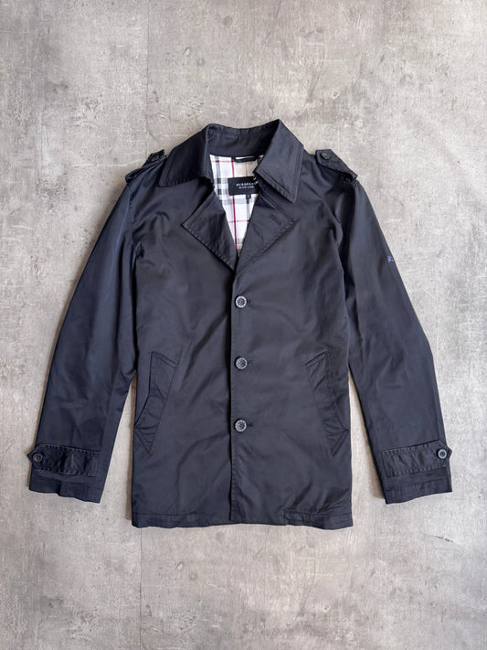 Burberry Black Label Open Collar Lightweight Cropped Trench Jacket