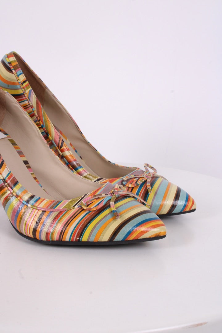 Paul Smith Vintage Stripe Print Heels Multi 38 | O/S, Red