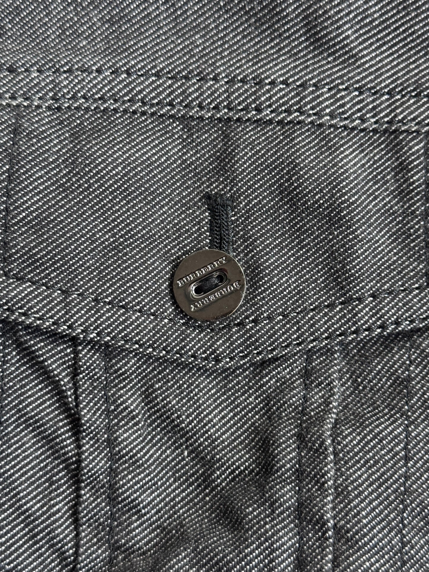 Burberry Grey Chambray Cropped Double Pocket Jacket