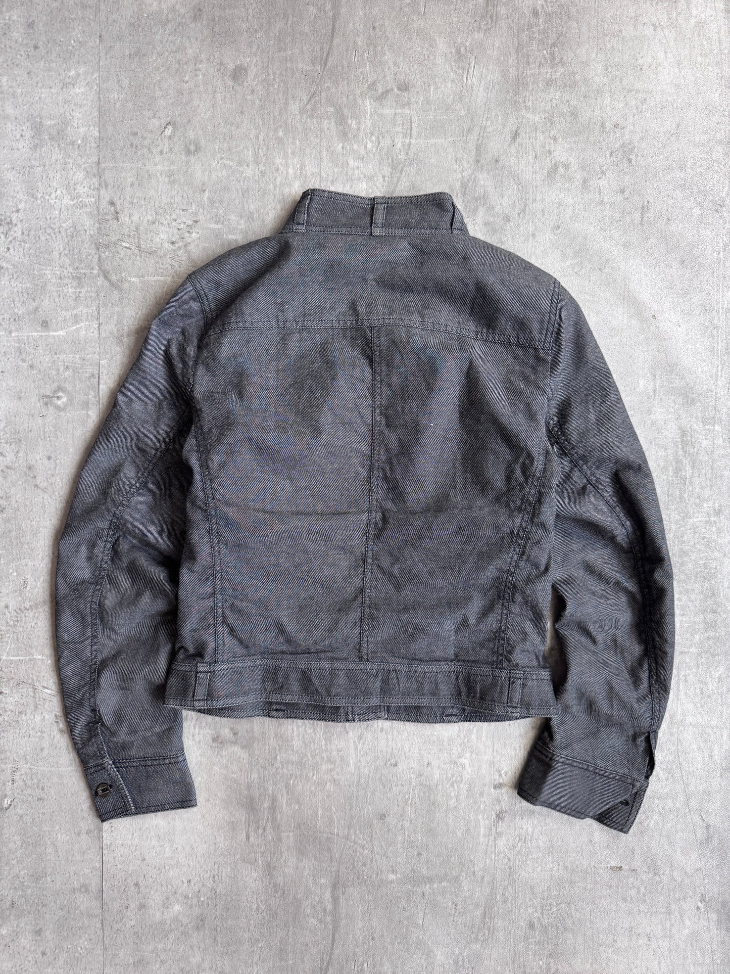 Burberry Grey Chambray Cropped Double Pocket Jacket