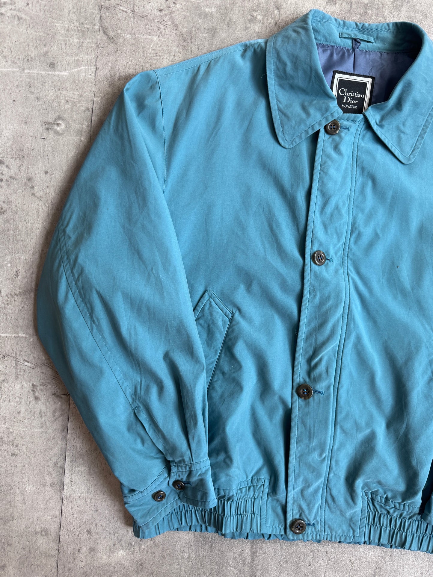 1990's Christian Dior Teal Blue Bomber Blouson