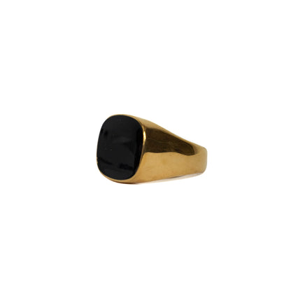 Gold Black Square Ring | O/S, Black