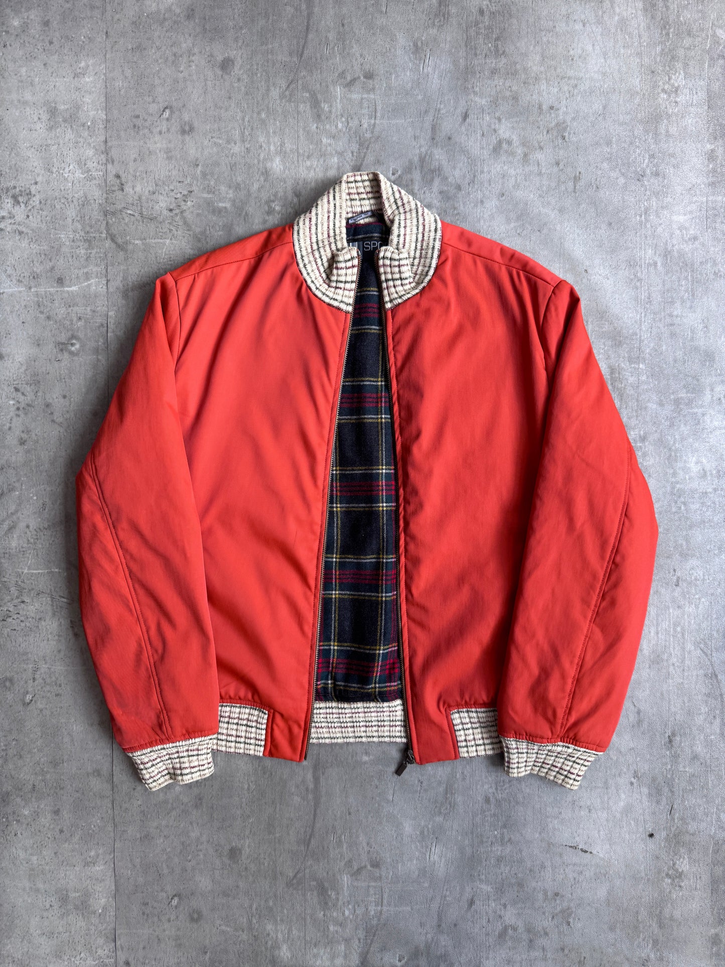 Missoni Sport Plaid Lined Orange Bomber Jacket
