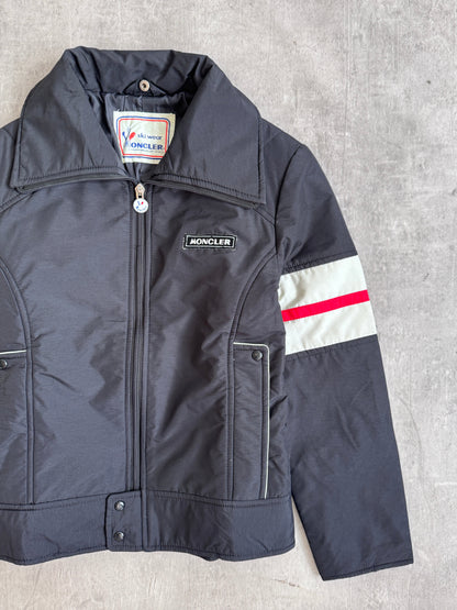 1970's Moncler Contrast Stripe Detail Cropped Quilt Jacket