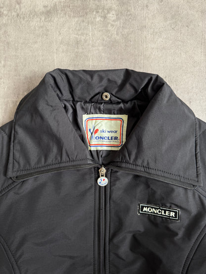 1970's Moncler Contrast Stripe Detail Cropped Quilt Jacket