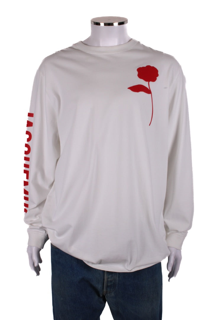 Jacquemus L/S Logo Sleeve Top White/ Red XL | XL, Red