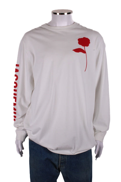 Jacquemus L/S Logo Sleeve Top White/ Red XL | XL, Red