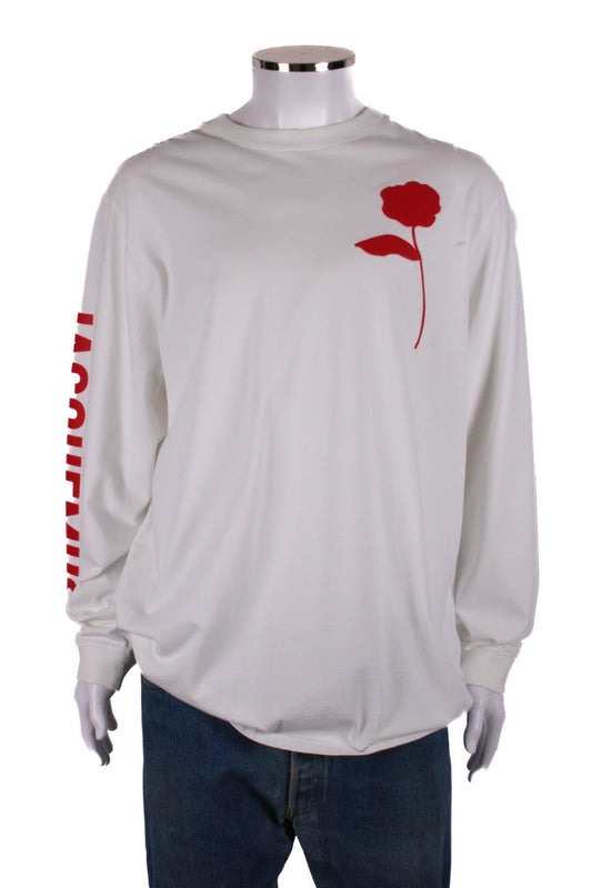 Jacquemus L/S Logo Sleeve Top White/ Red XL | XL, Red