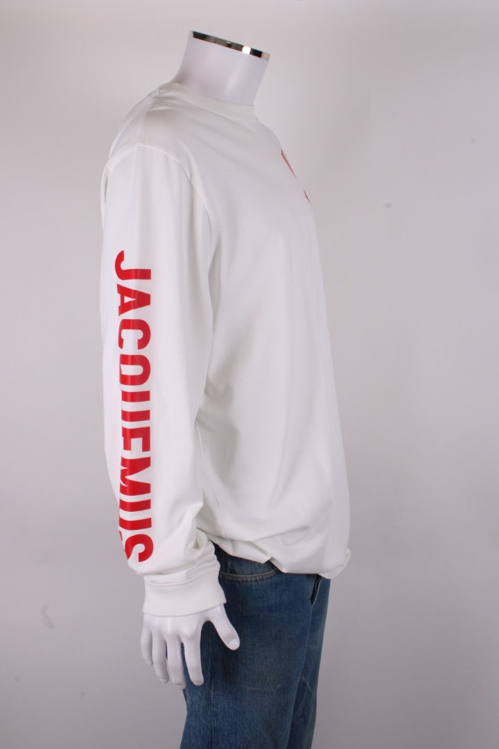 Jacquemus L/S Logo Sleeve Top White/ Red XL | XL, Red