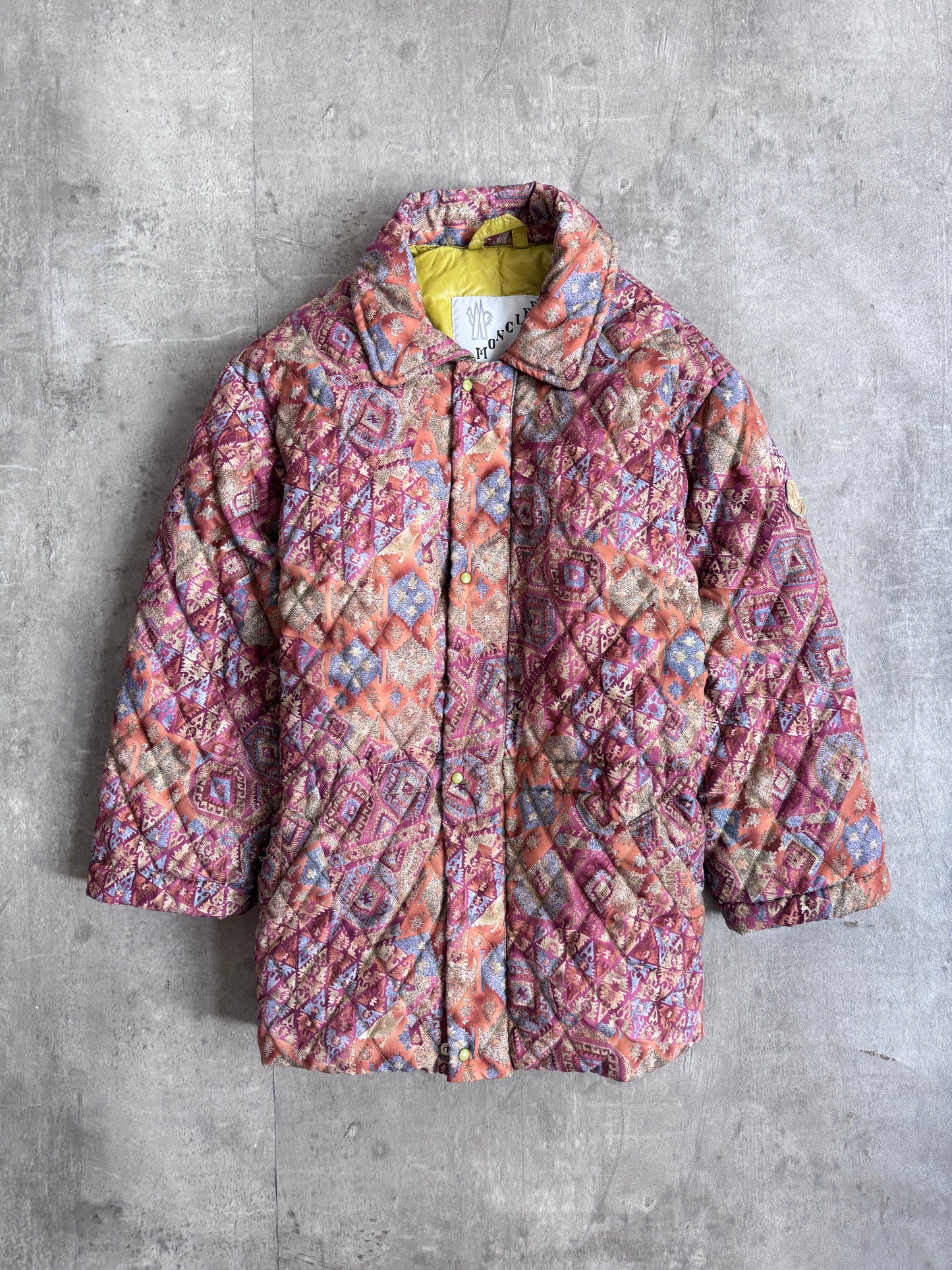 1980's Moncler Diamond Down Quilt Tapestry Ski Jacket