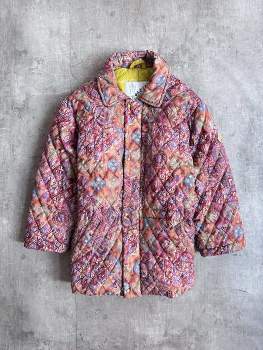 1980's Moncler Diamond Down Quilt Tapestry Ski Jacket