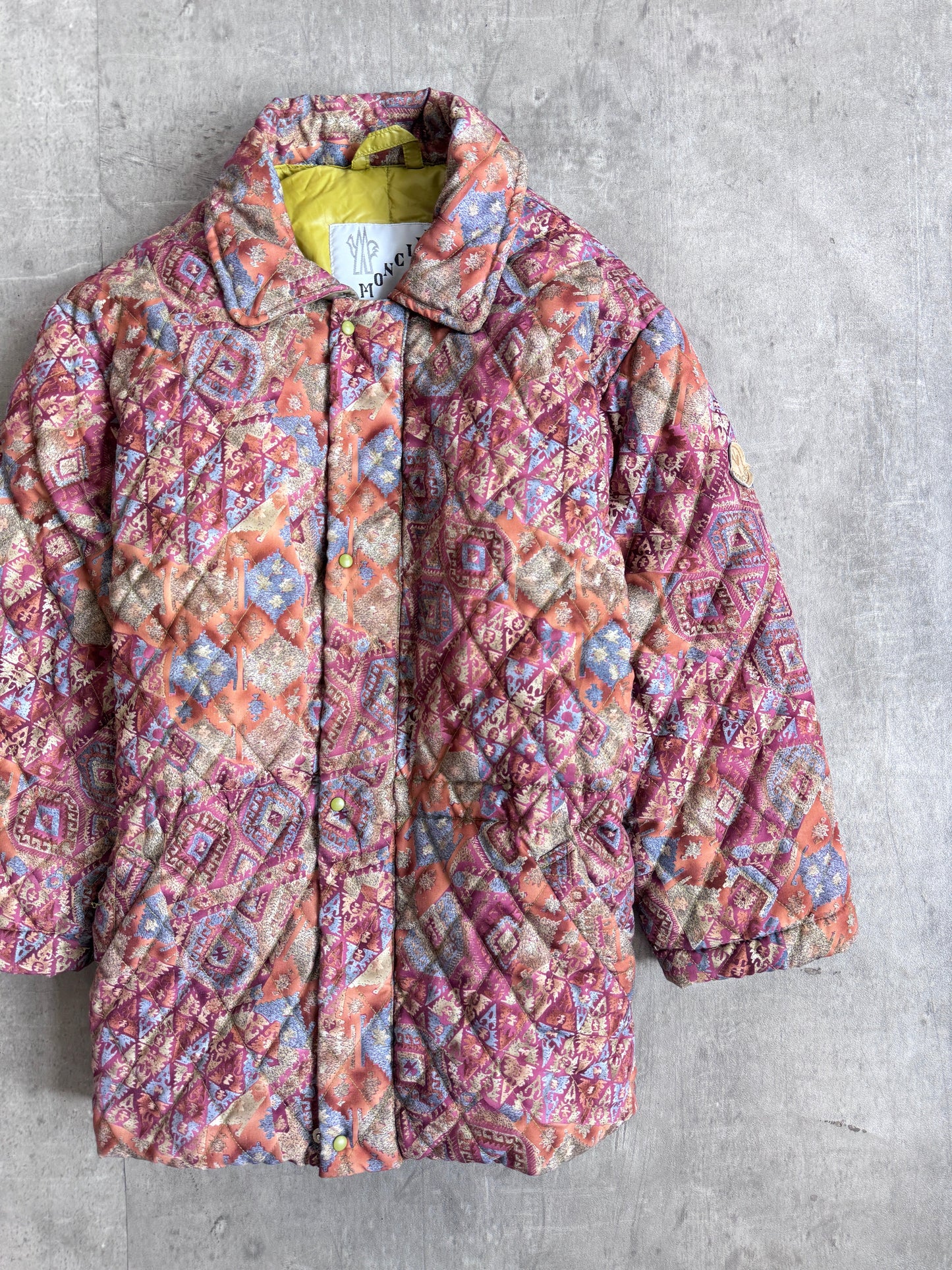 1980's Moncler Diamond Down Quilt Tapestry Ski Jacket