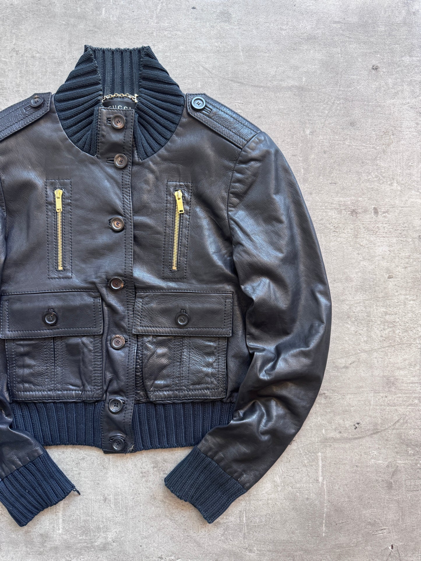 2006 Gucci Madonna Leather Bomber SC: 5782 | Small, Black